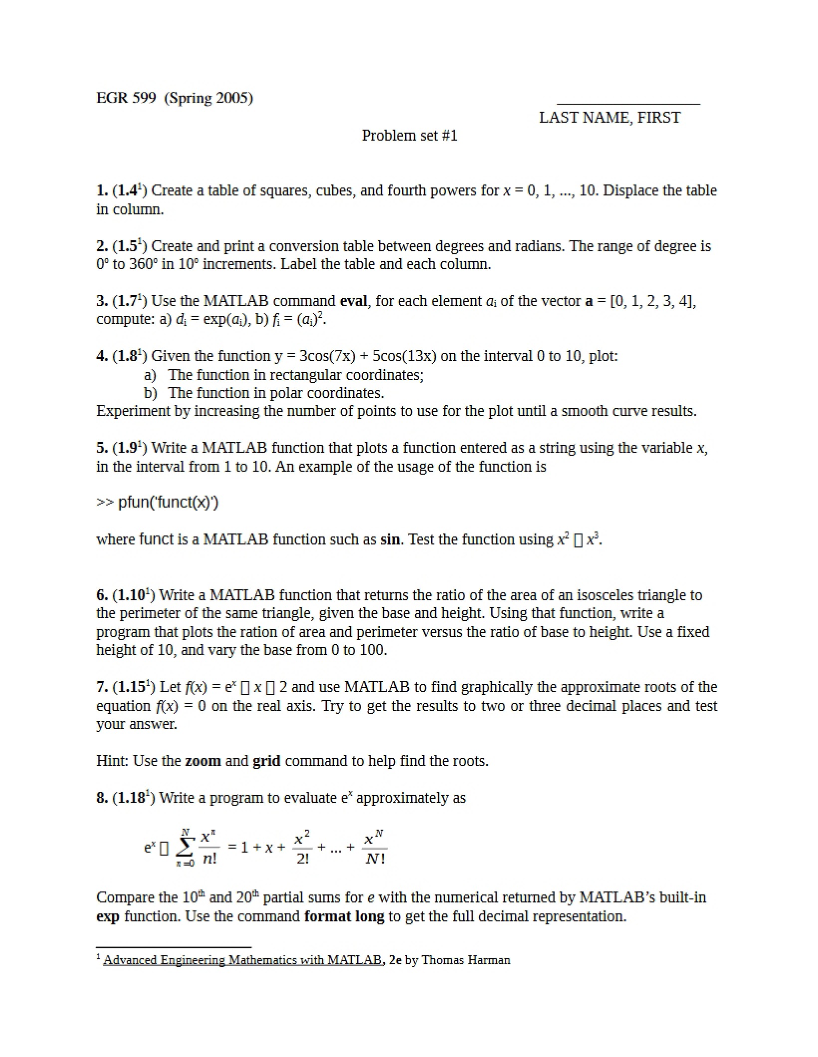 First Problem Set