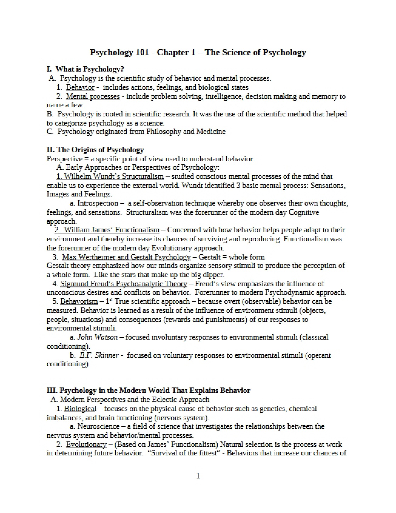 First Chapter Psychology as a Science
