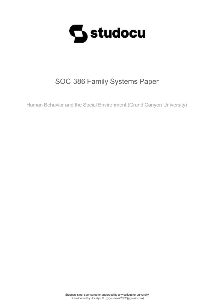 Family Systems Paper for SOC-386