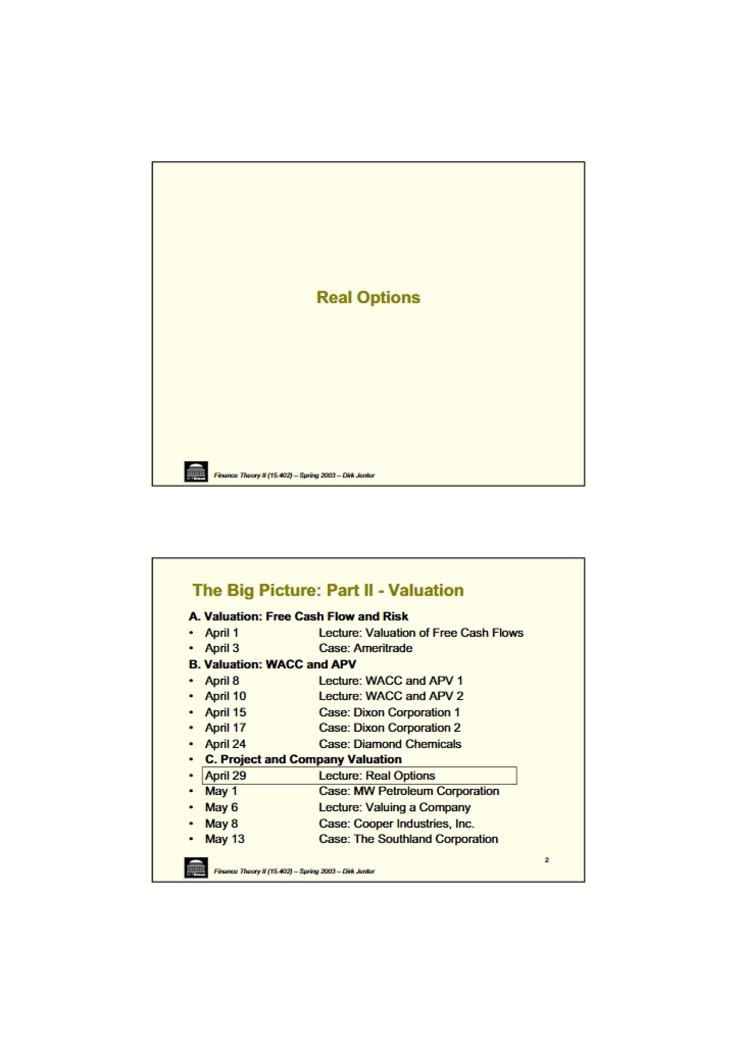 Options in Real Assets