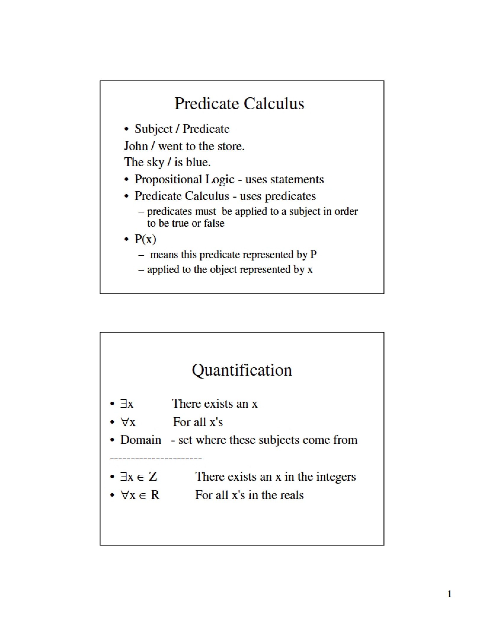 Calculus of Predicates