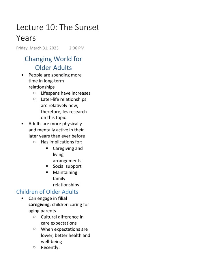 Implications of a Changing World for Older Adults
