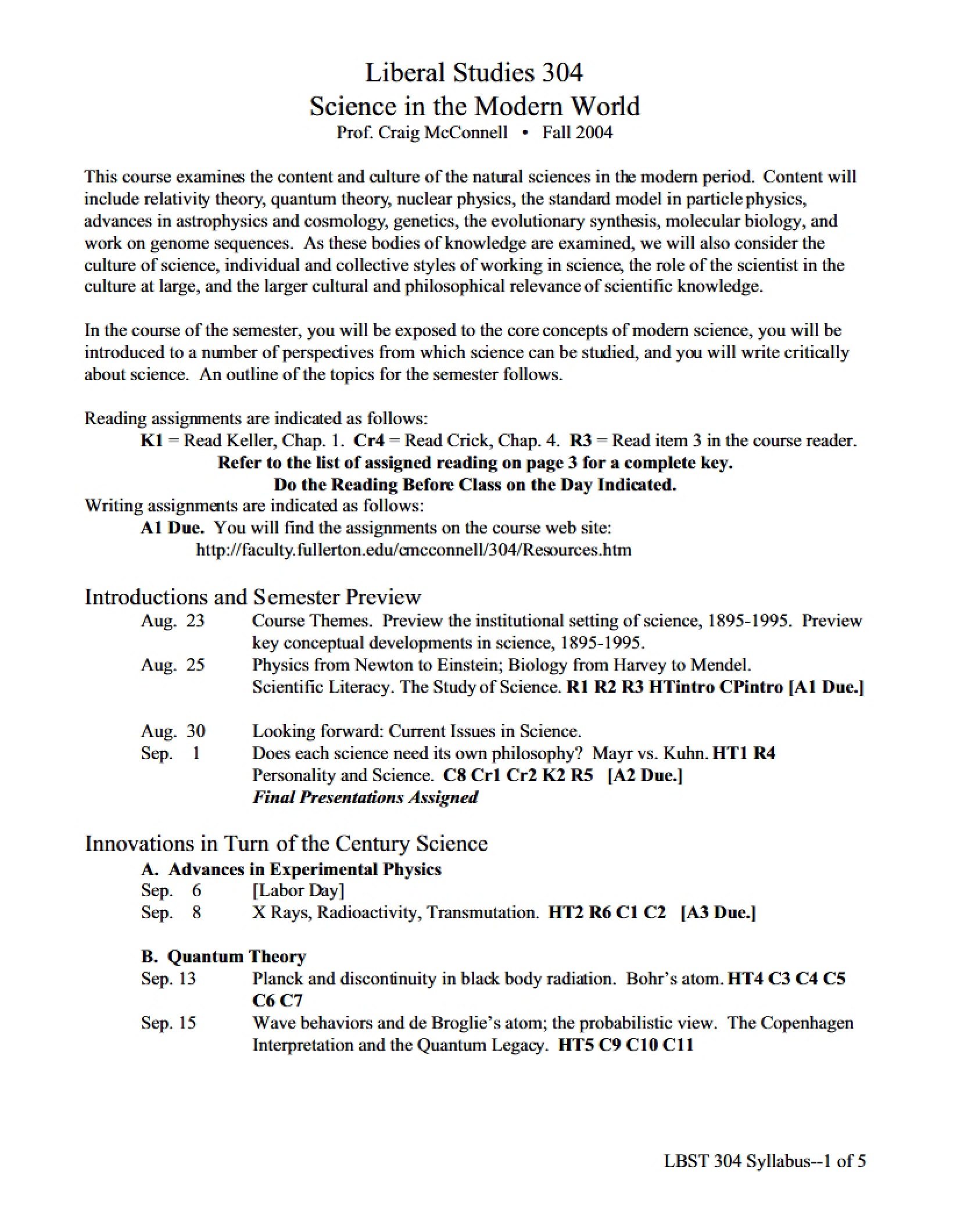 Syllabus for Liberal Studies 304