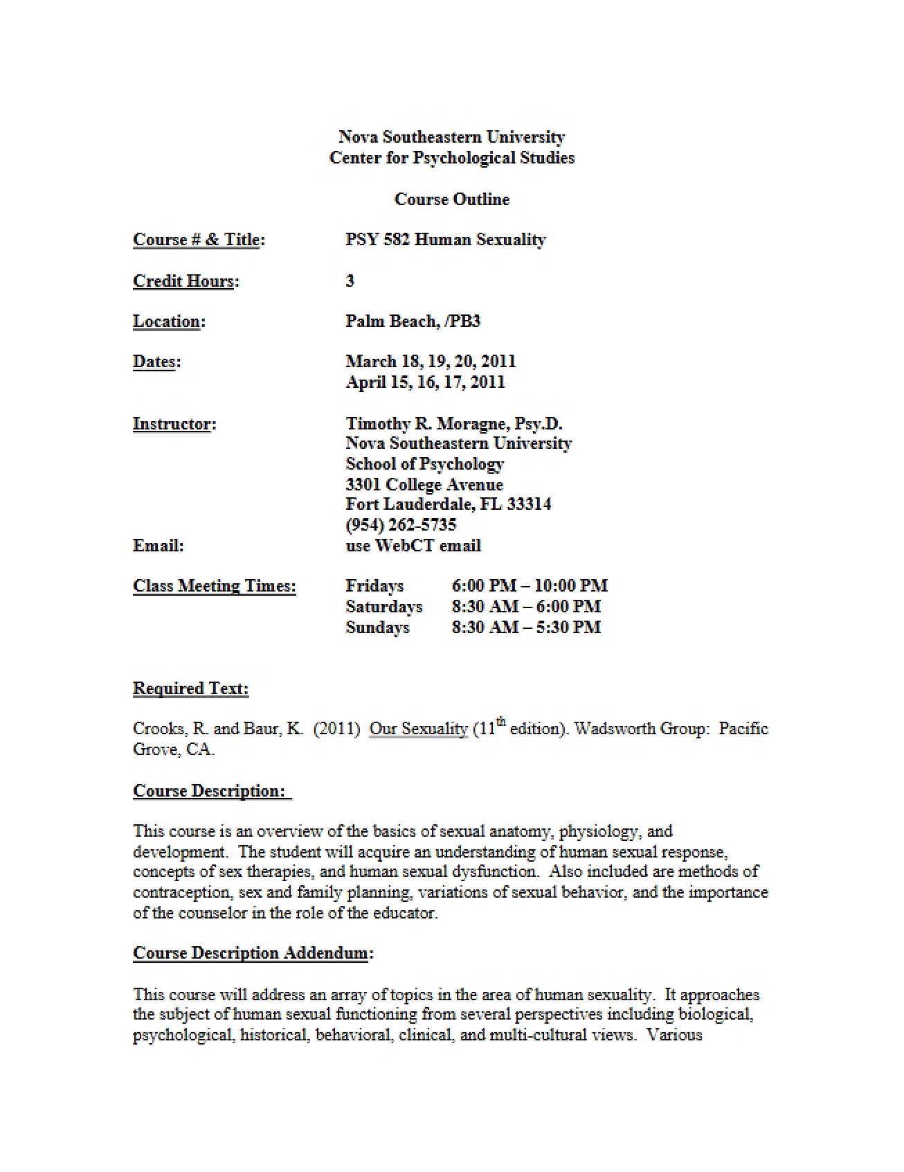 PSY 0582 Course Plan