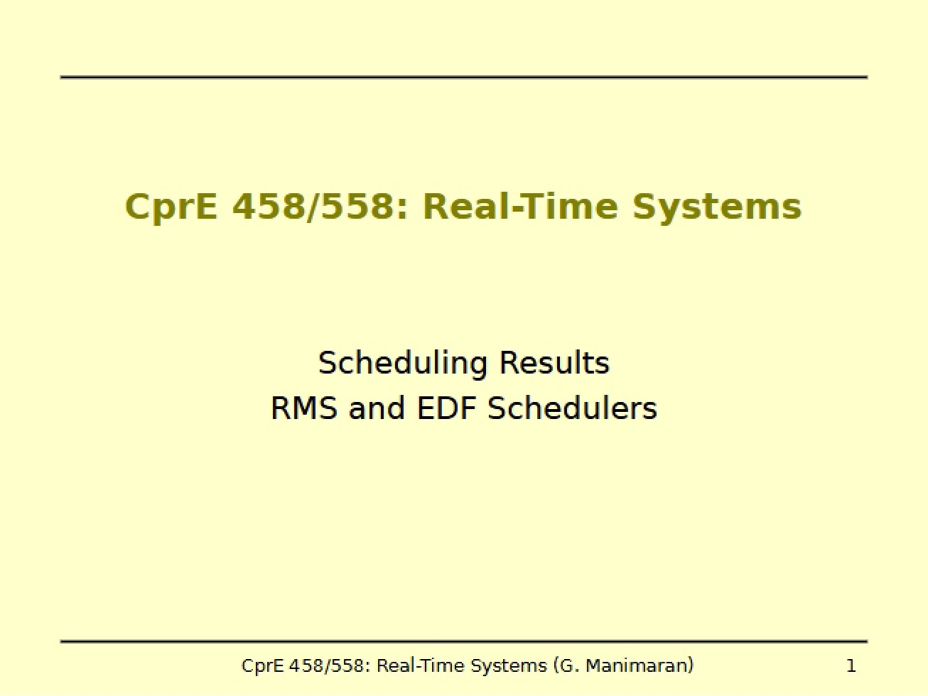 Introduction to the Field of Real-Time Systems
