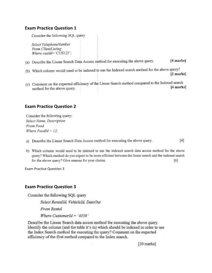 Practice Questions for Exam