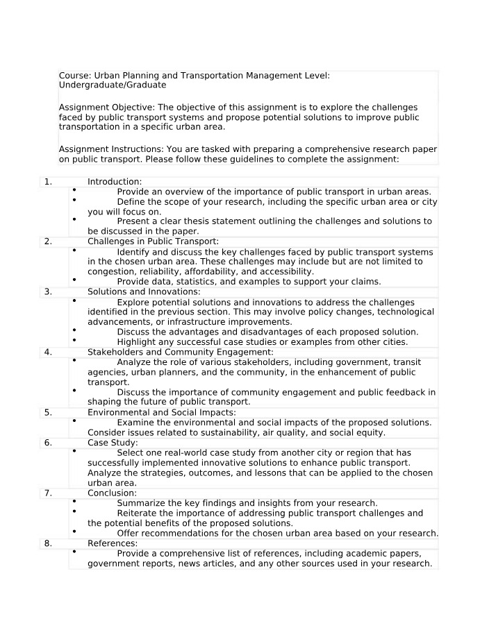 Challenges and Solutions for Public Transportation in Urban Areas