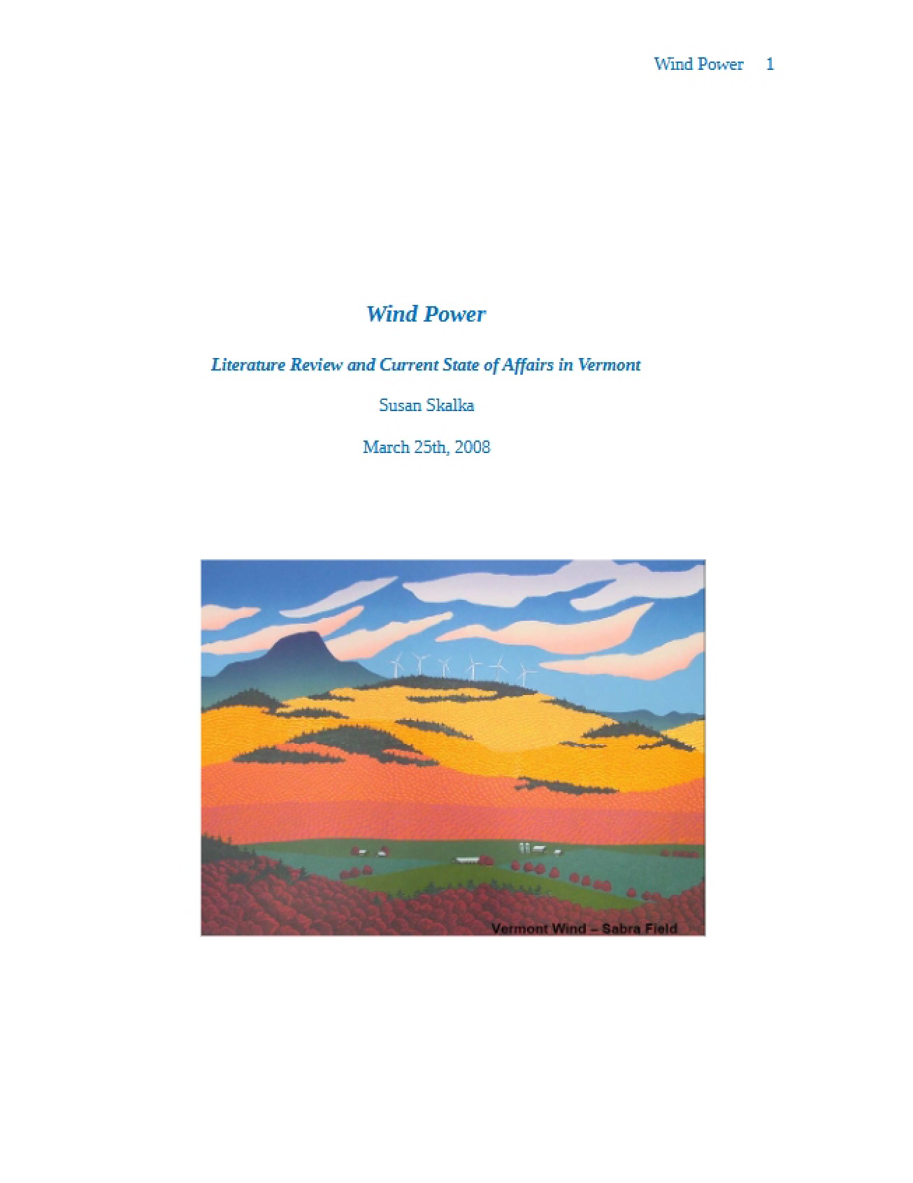 Energy Generation via Wind