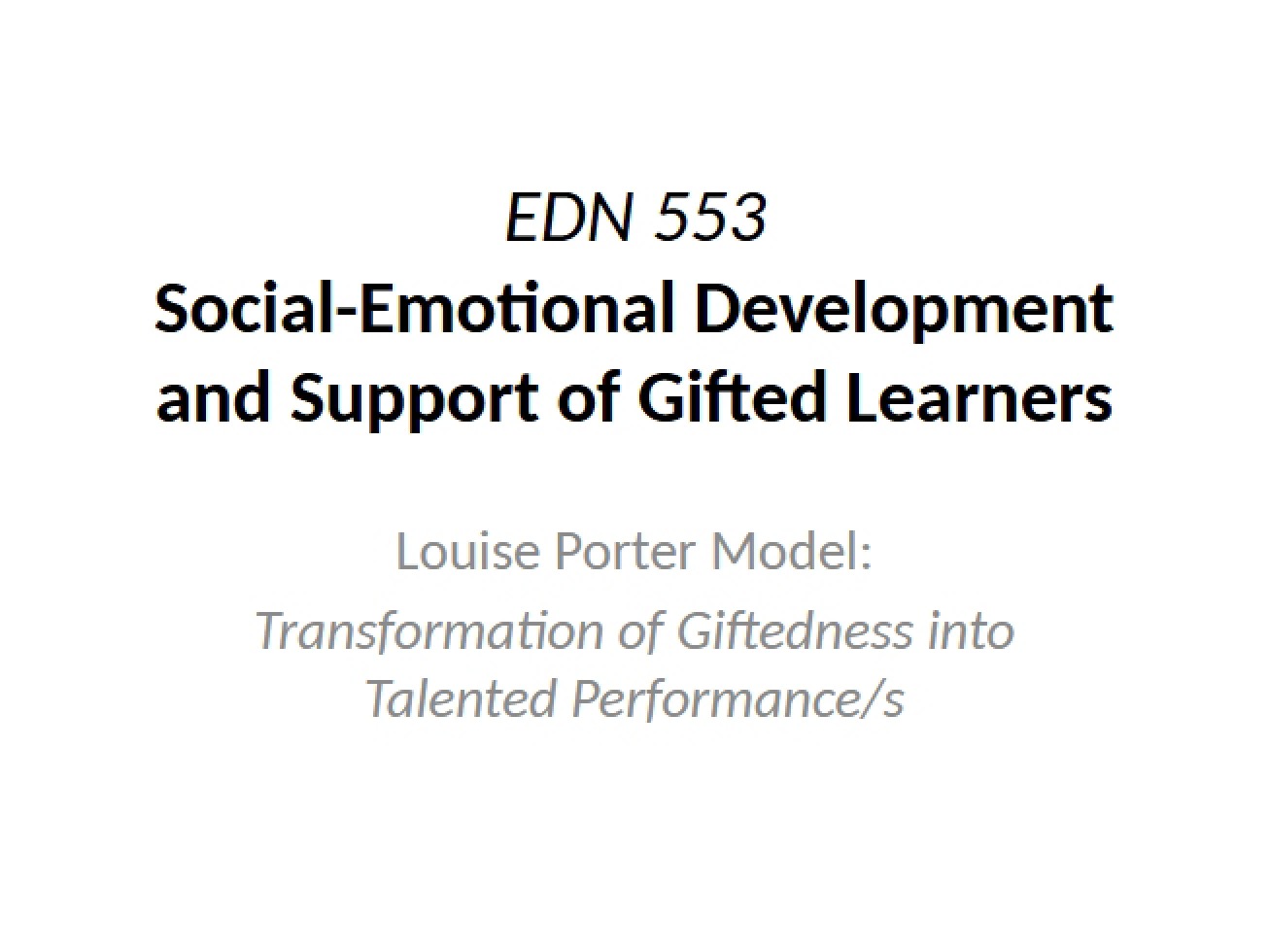 Transformation Model by Porter