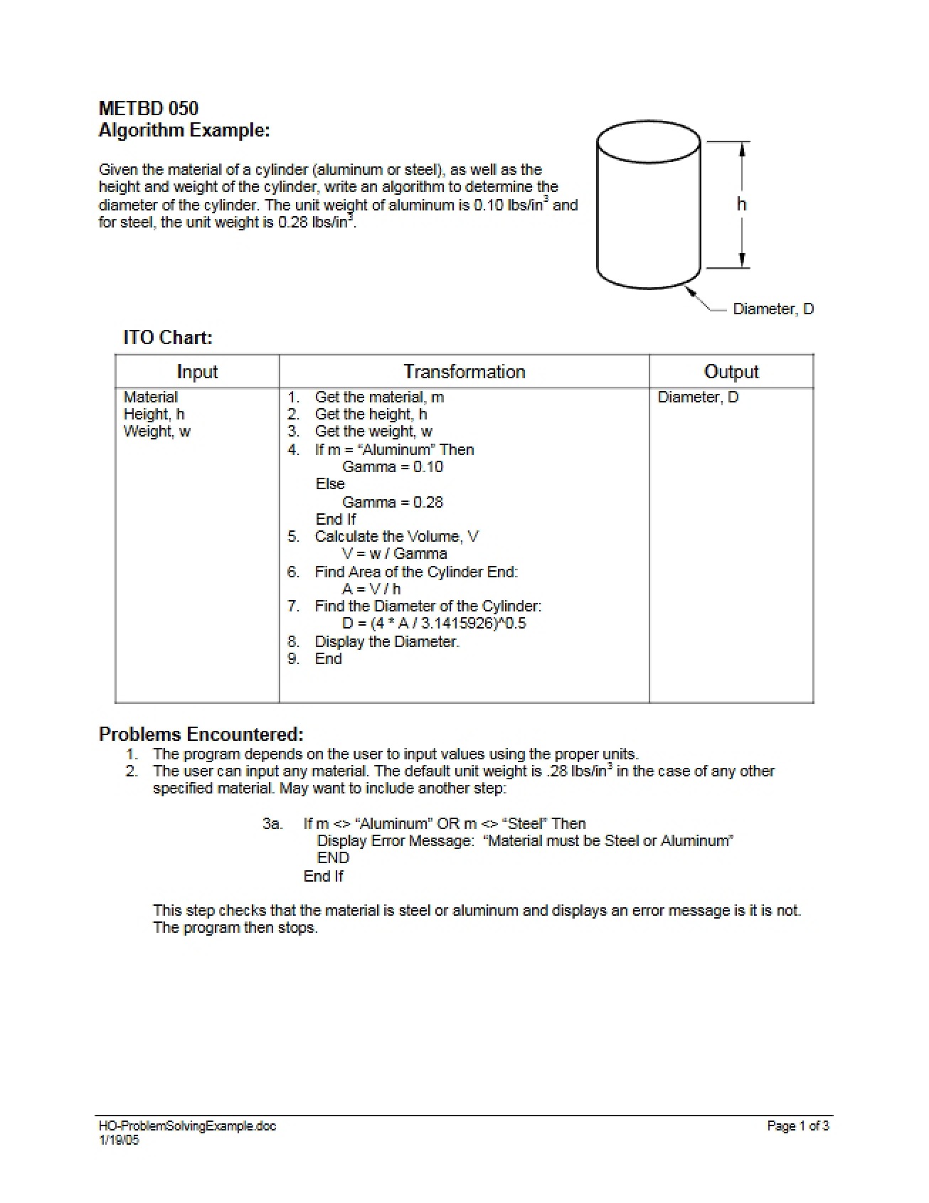Example Problem Solving