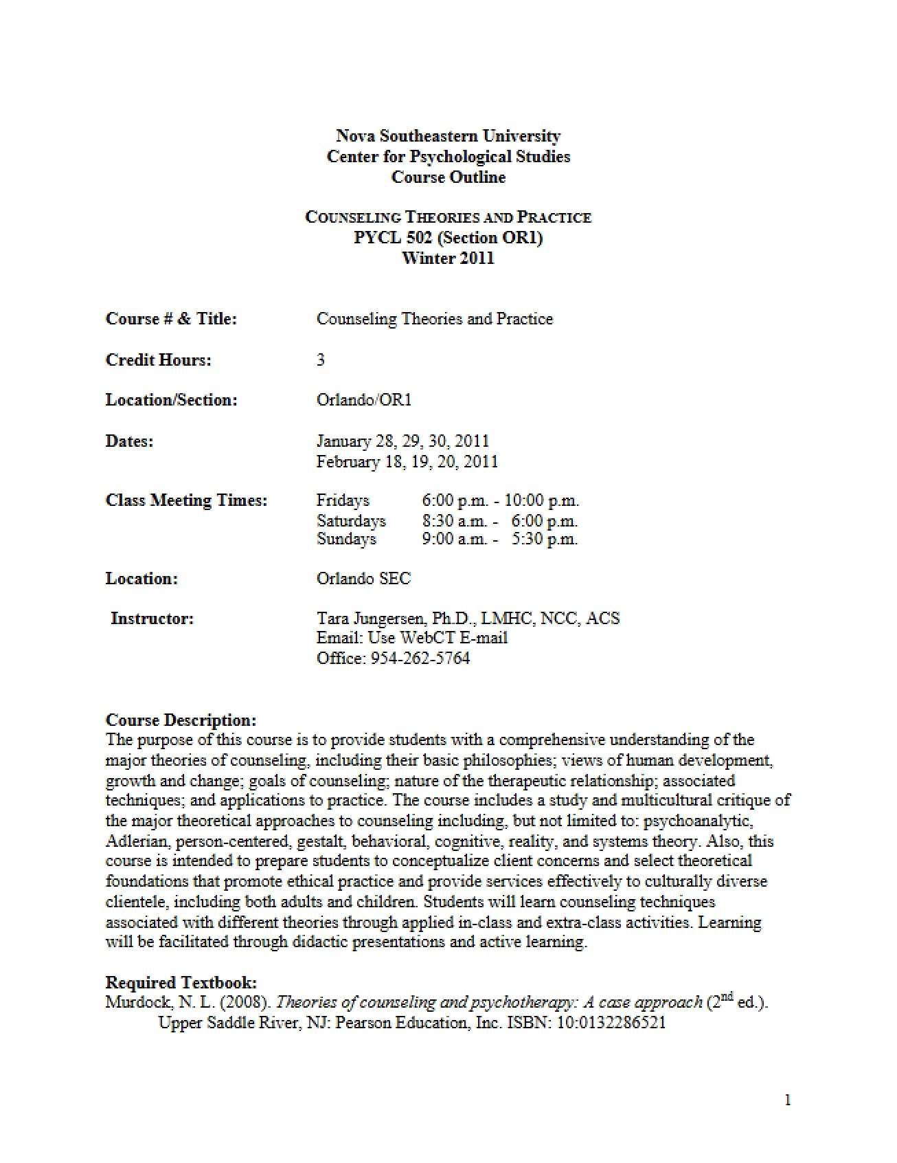PYCL 0502 Course Outline