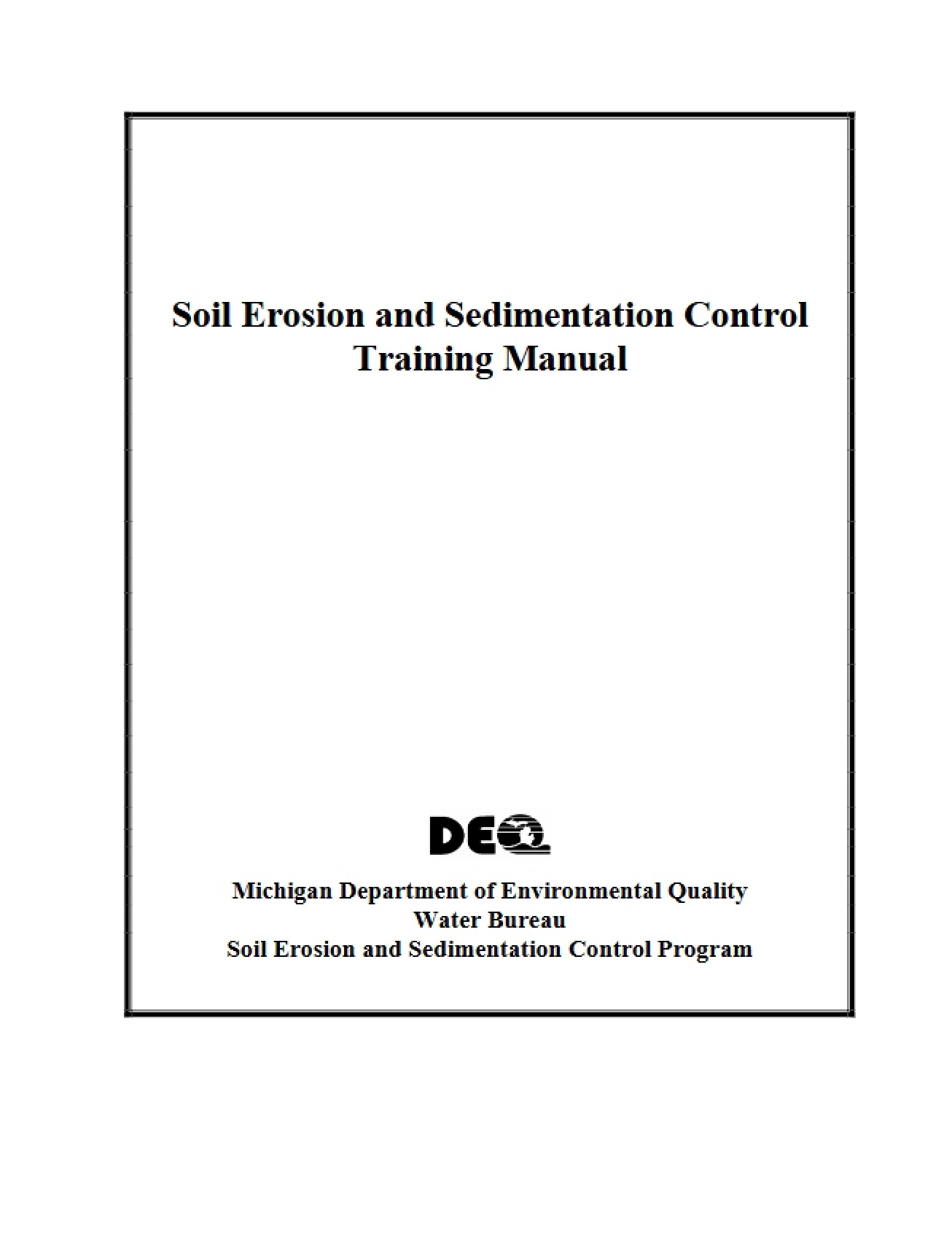 Training Manual Sedimentation Control and Soil Erosion