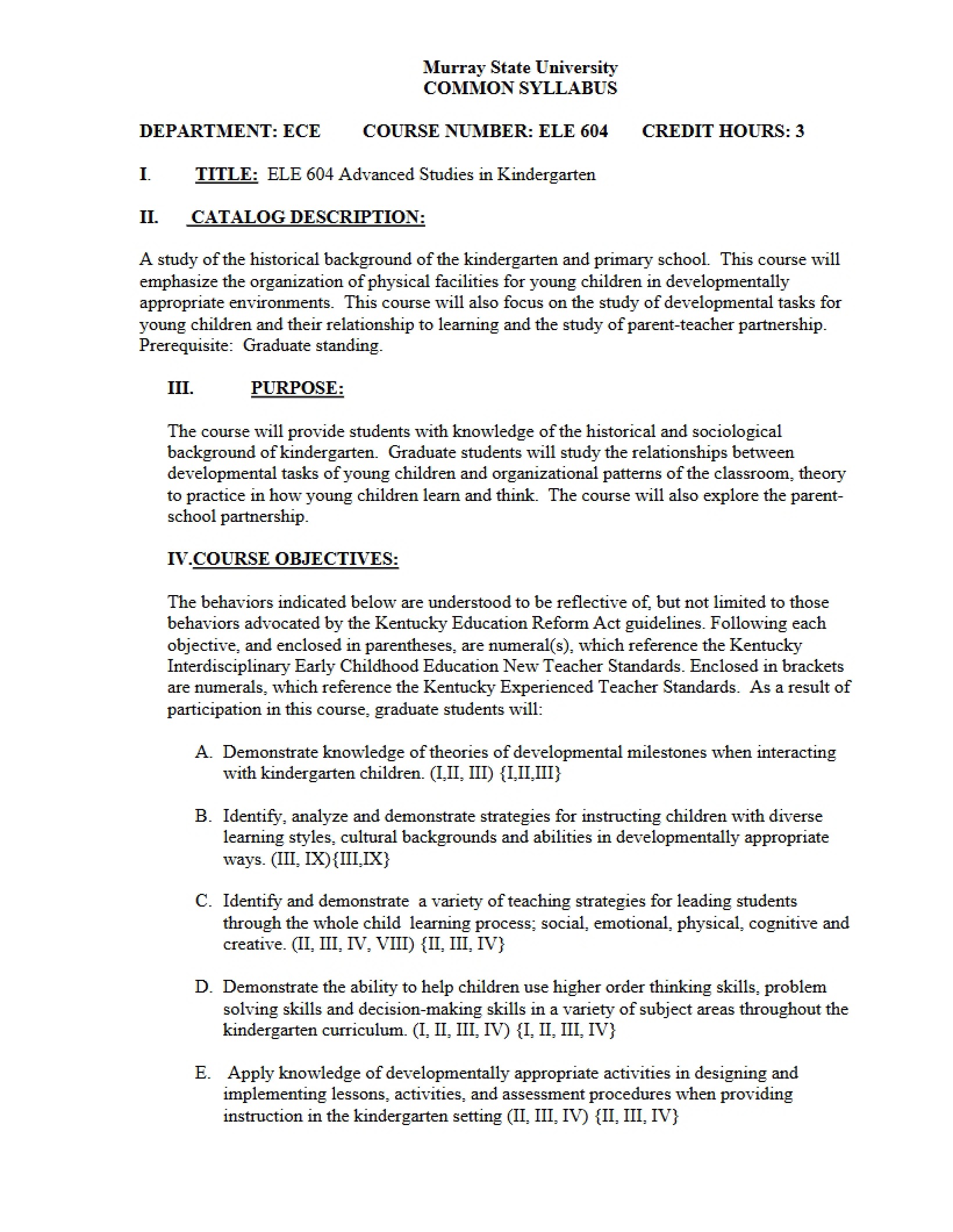 Syllabus - 4 Pages