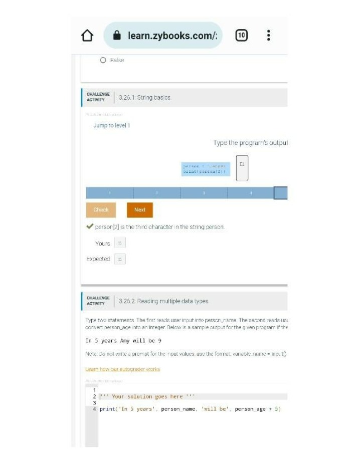 Challenges from learn.zybooks.com