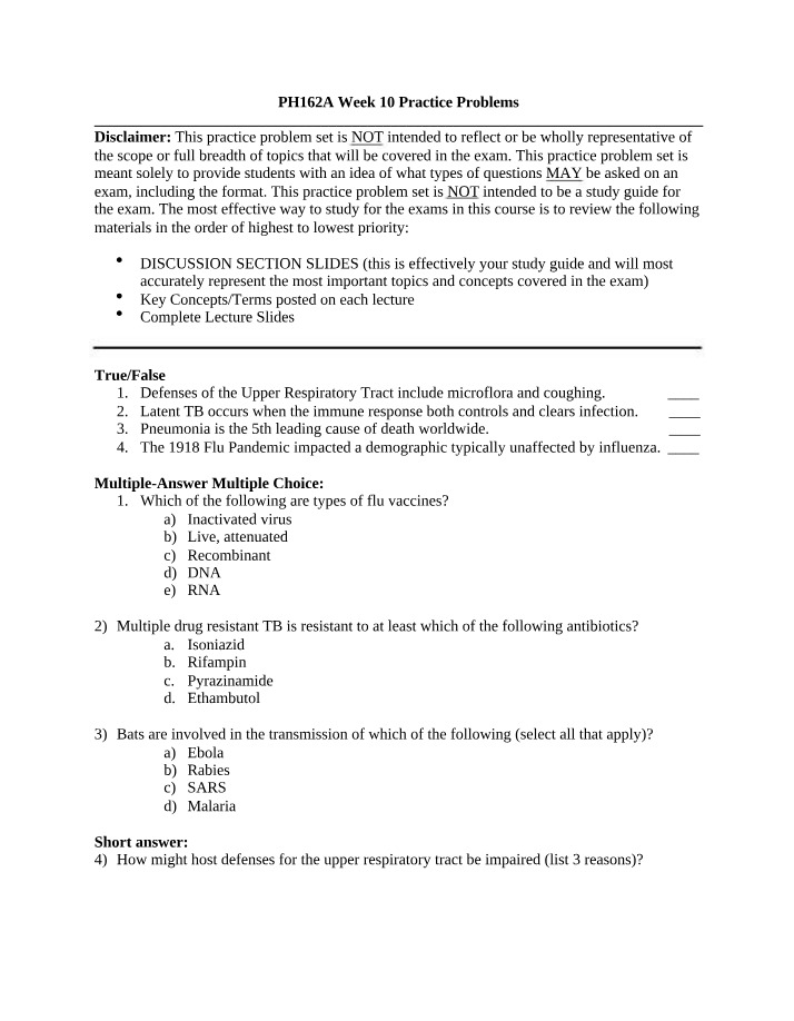 Week 10 Practice Problems for PH162A