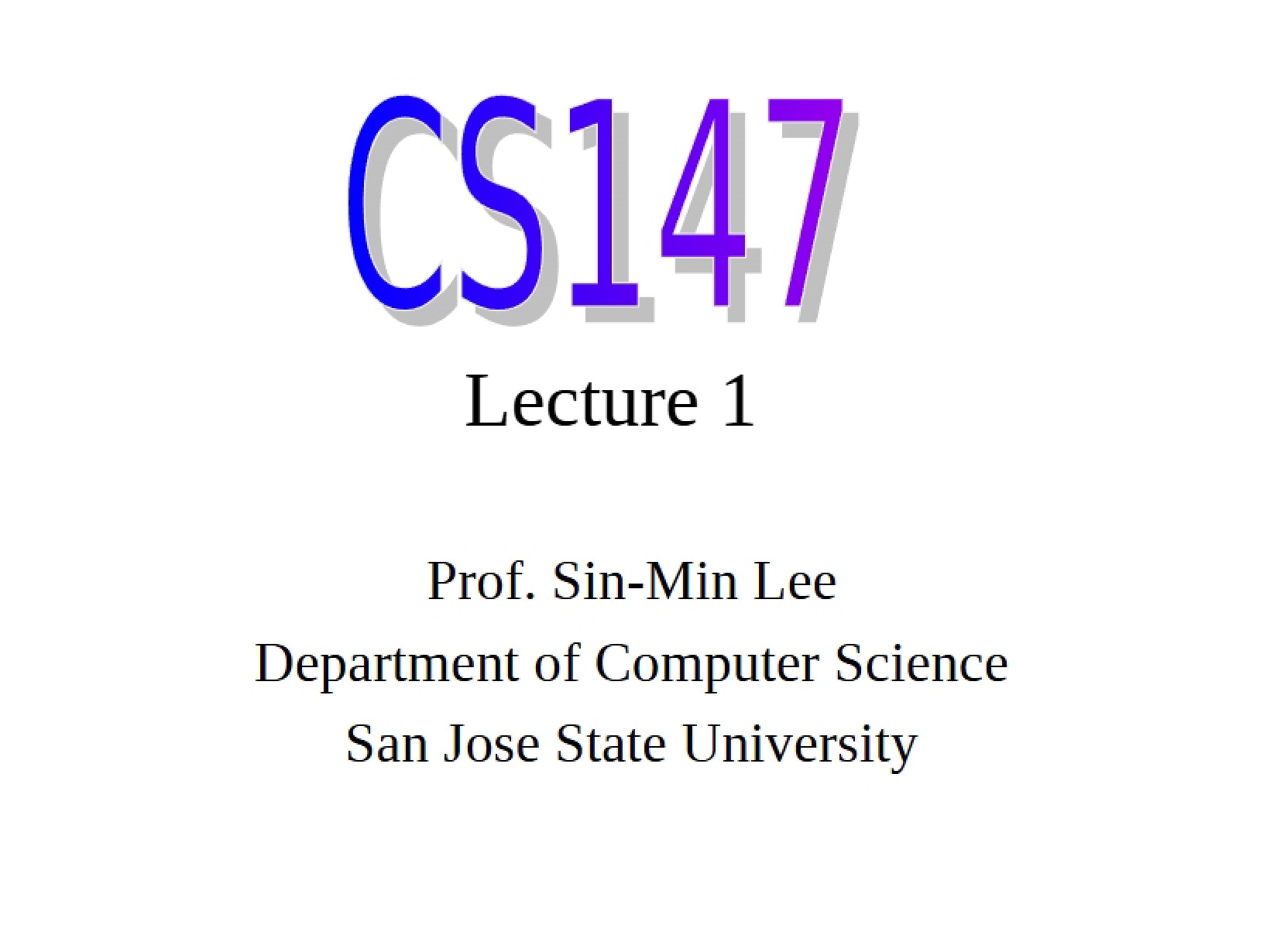 Lecture One