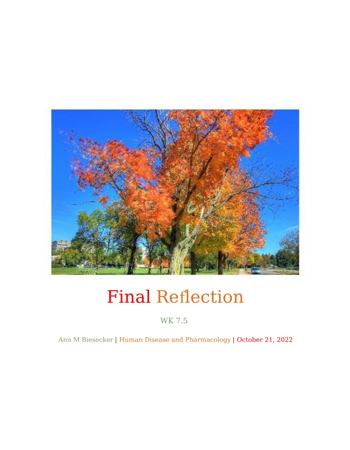 Reflection on Human Disease and Pharmacology