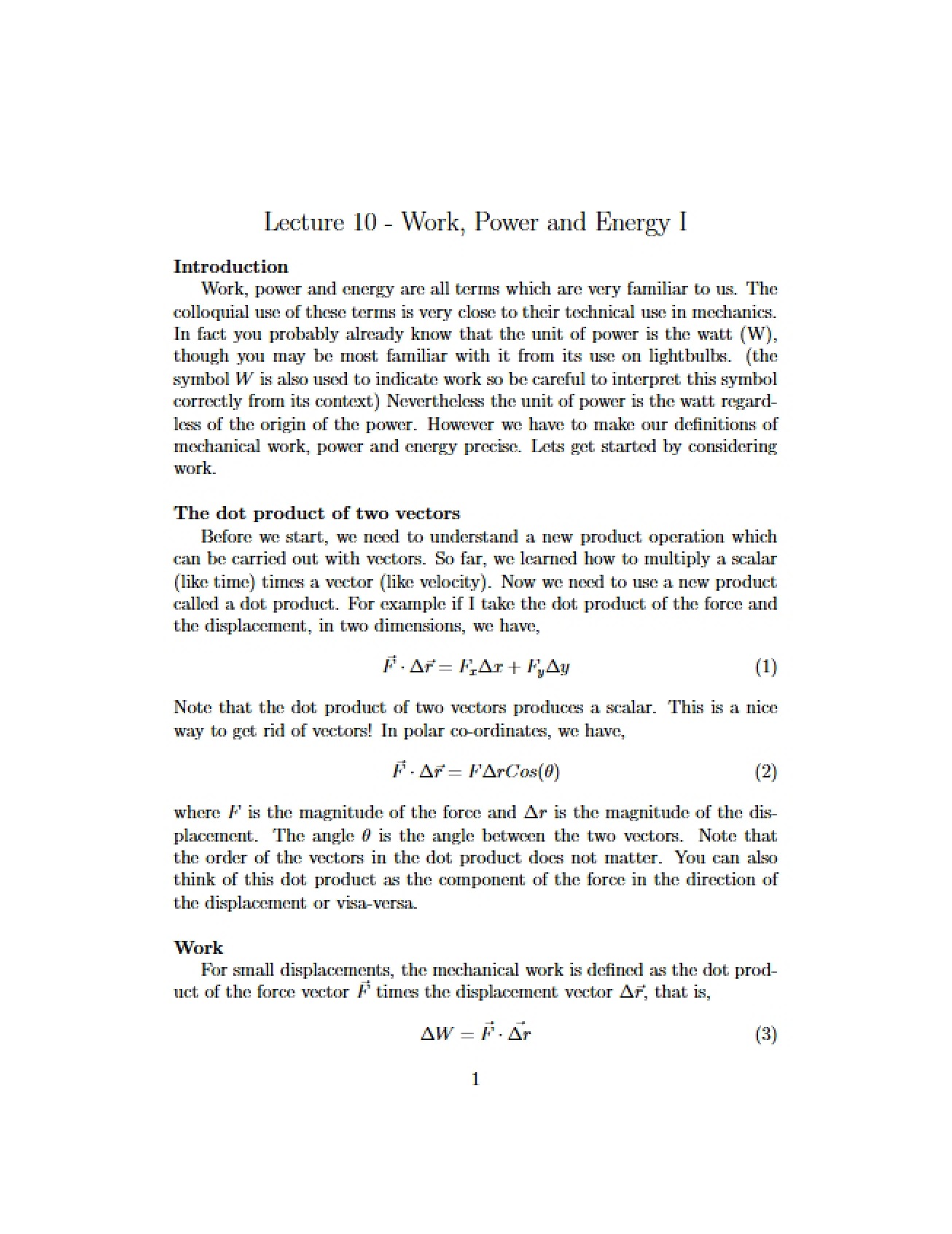 Lecture Ten