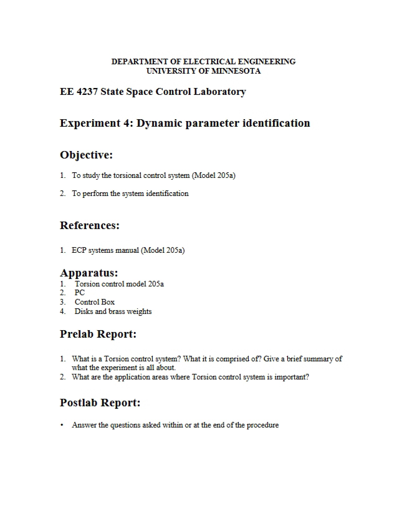 Identification of Dynamic Parameters