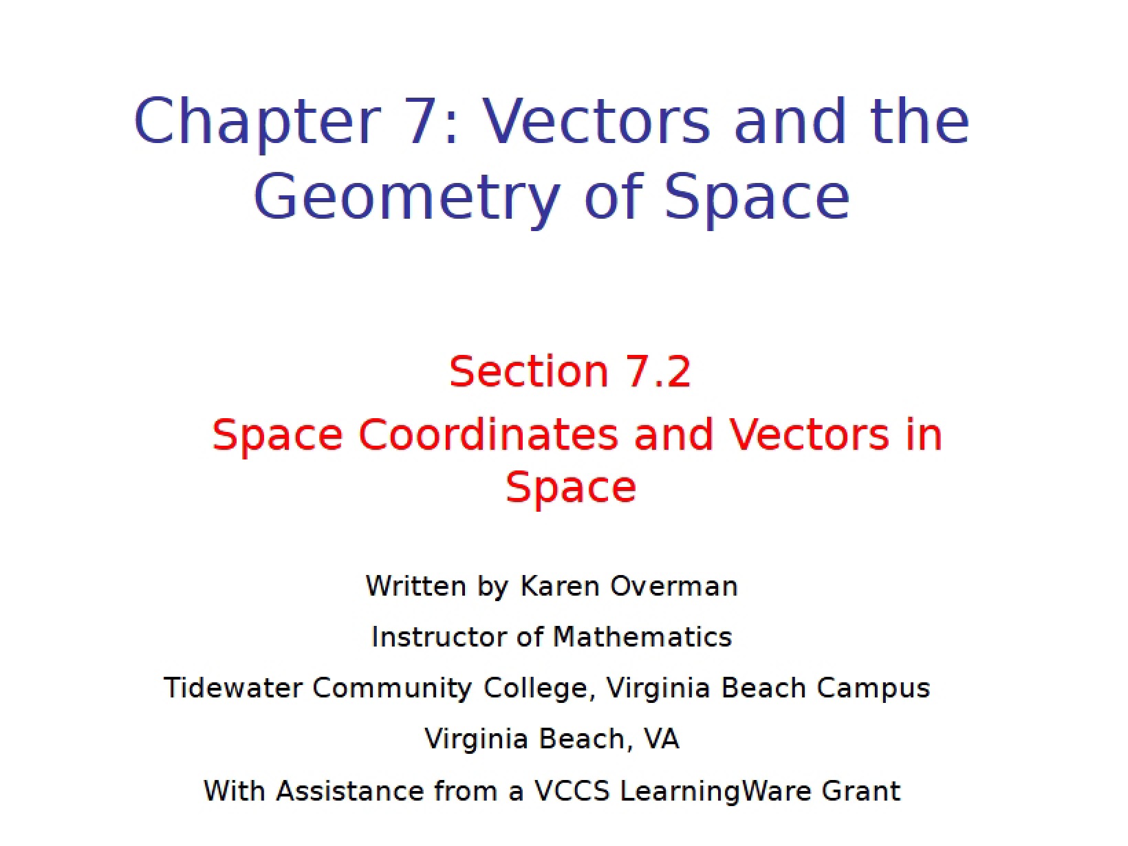 Spatial Geometry and Vectors
