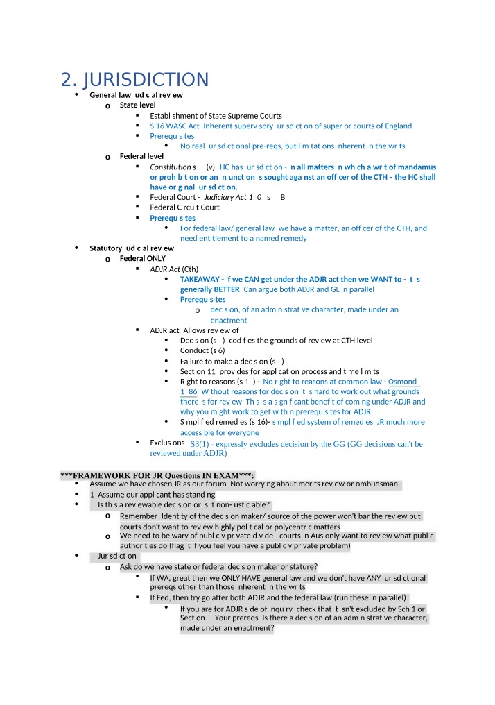 Judicial Review Jurisdiction - General and Statutory