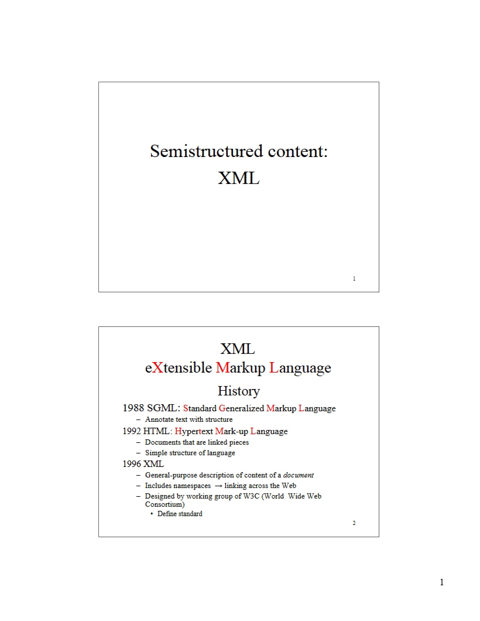 XML Semistructured Content