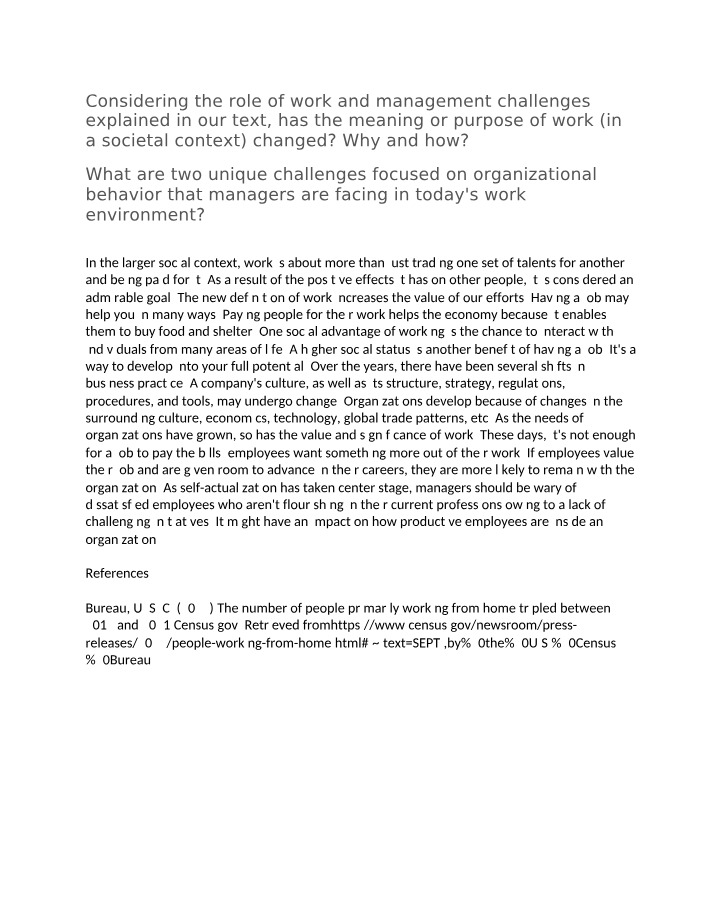 The Evolving Meaning and Purpose of Work in Society