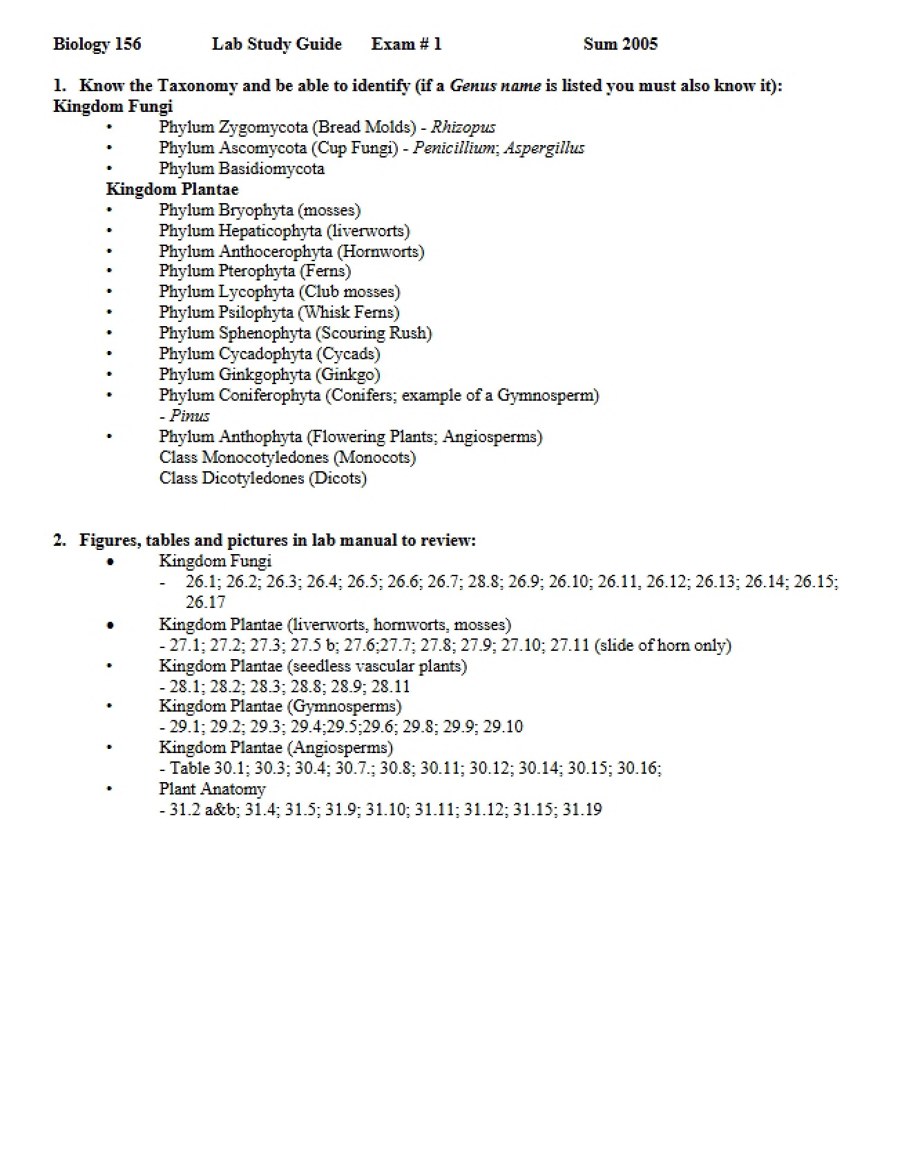 Lab Exam One Study Guide