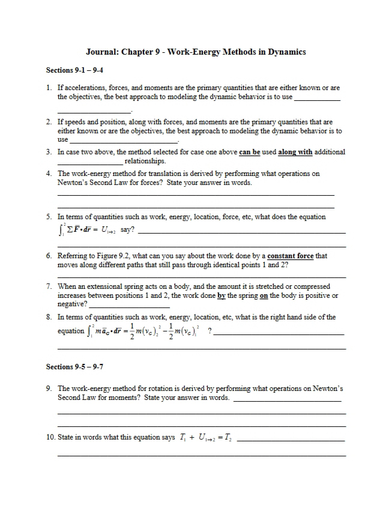 Chapter 9 Journal