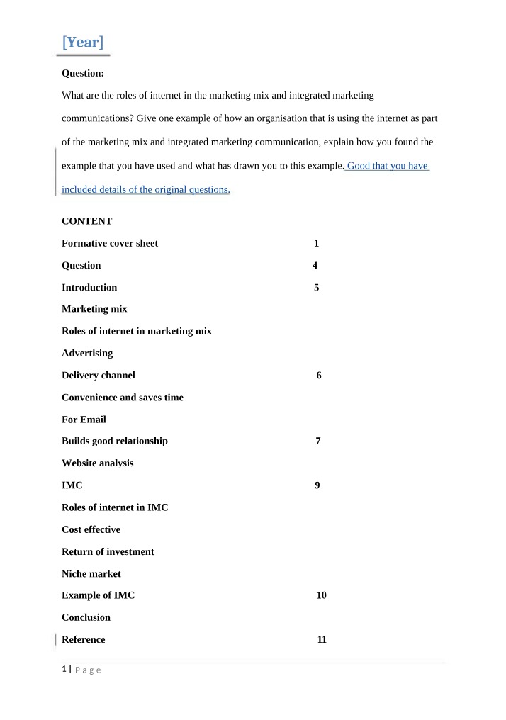 The Role of the Internet in Marketing Mix and IMC