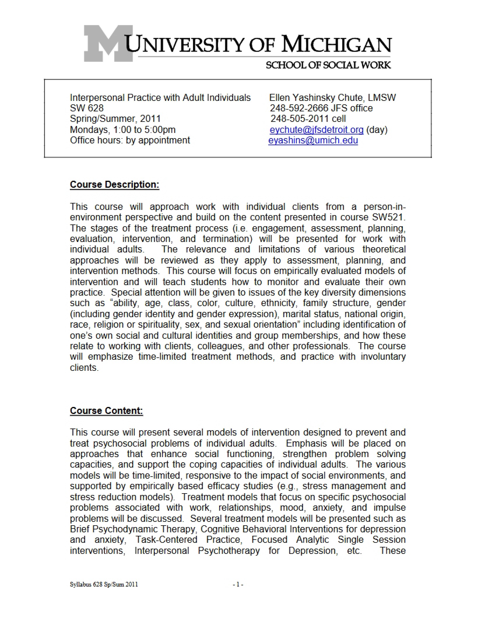 Adult Practice Syllabus