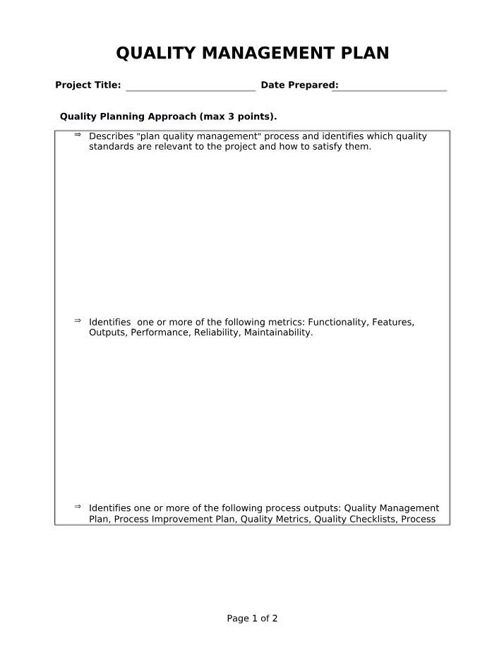Plan for Quality Management