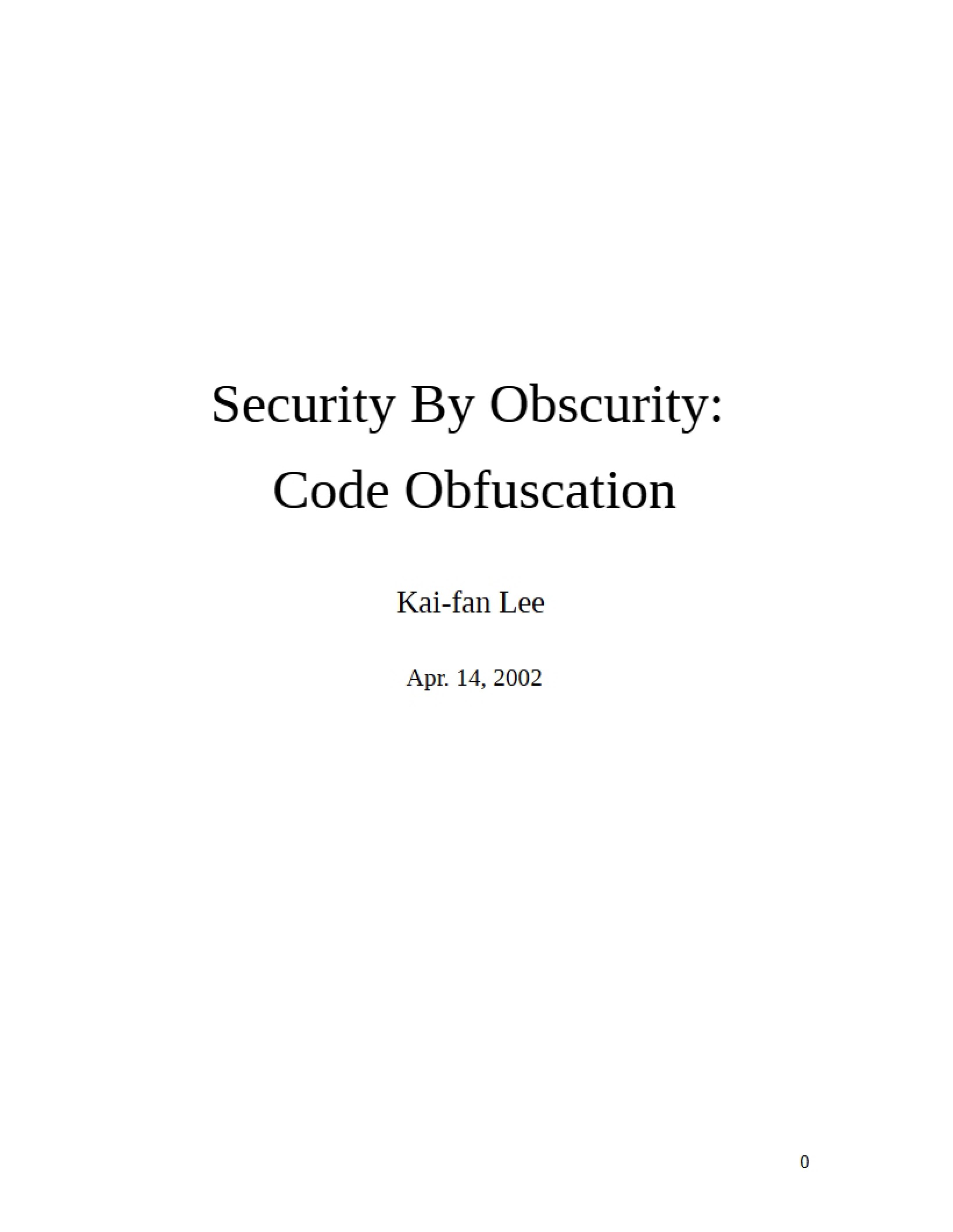 Obfuscation of Code