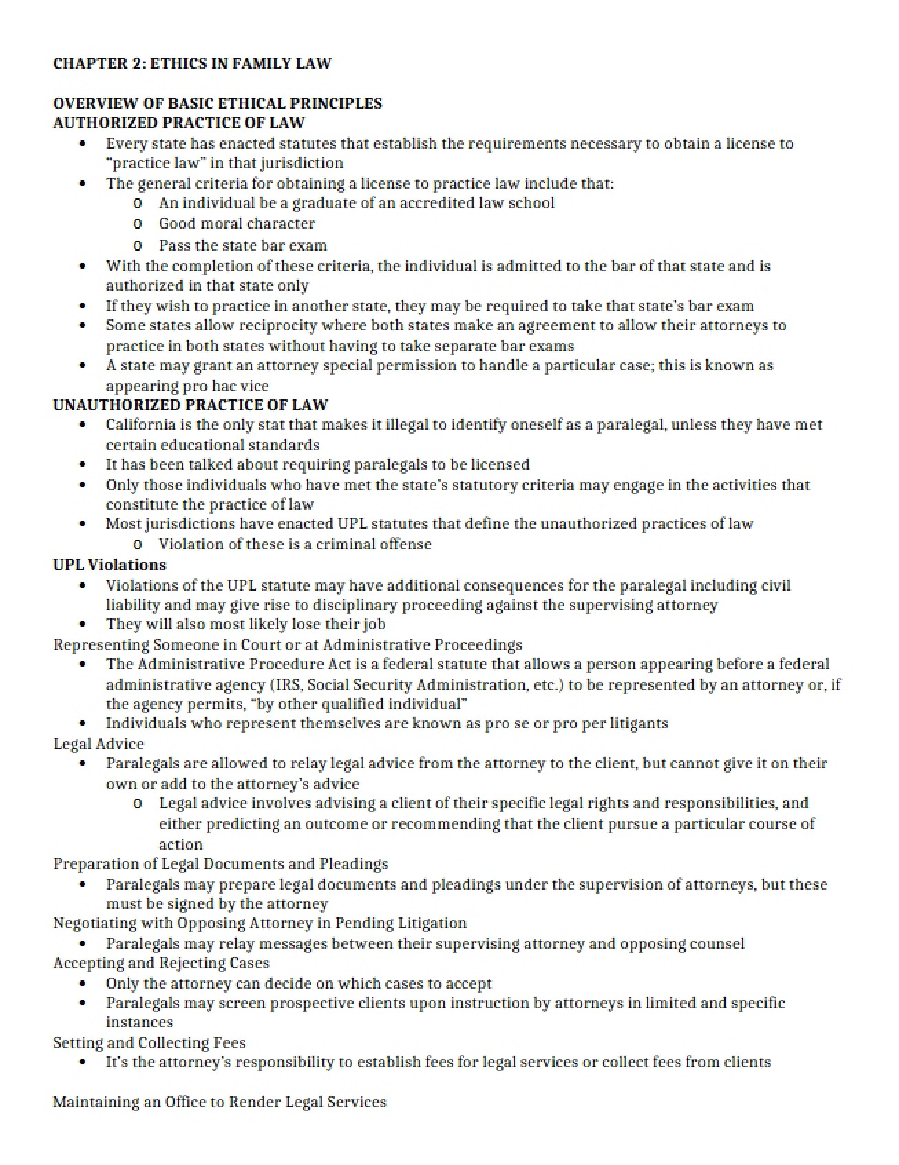 Family Law Ethics Chapter Two