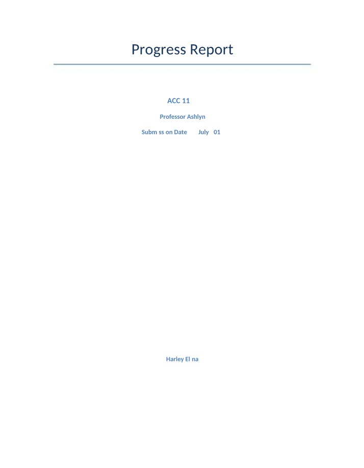 Progress Report ACC-1174