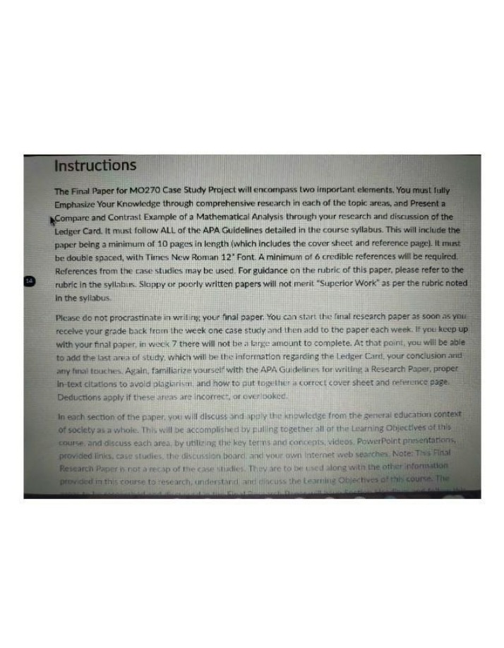 Case Study Project Instructions for MO270