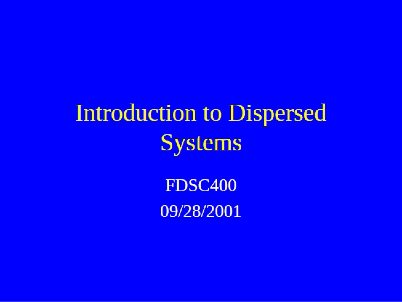Dispersed System Analysis