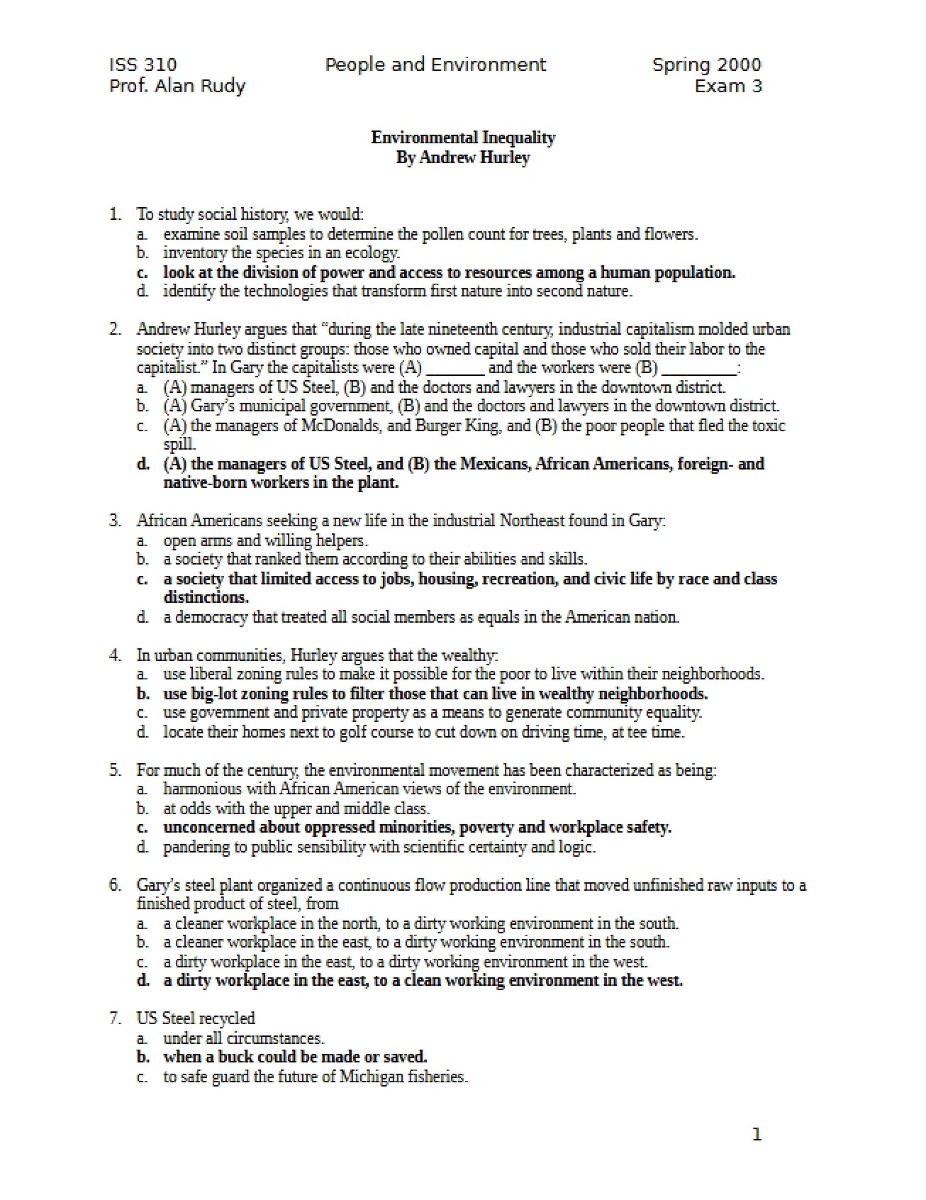 Hurley Test Material