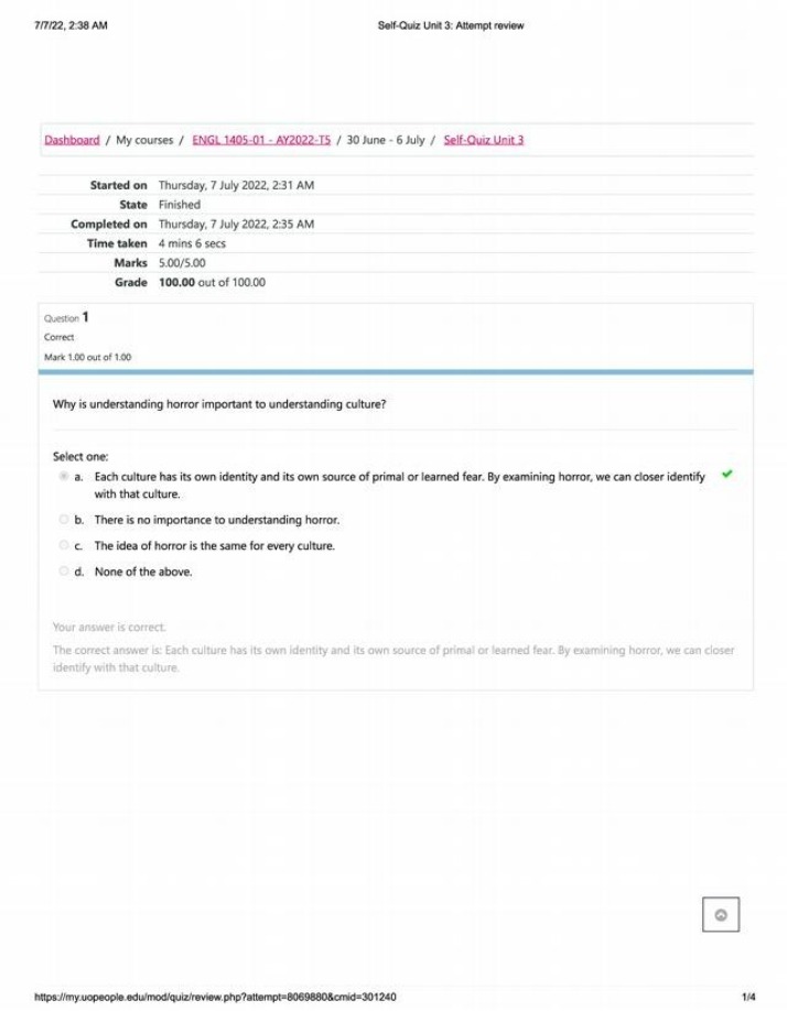 ENGL1405 Unit 3 Self Quiz