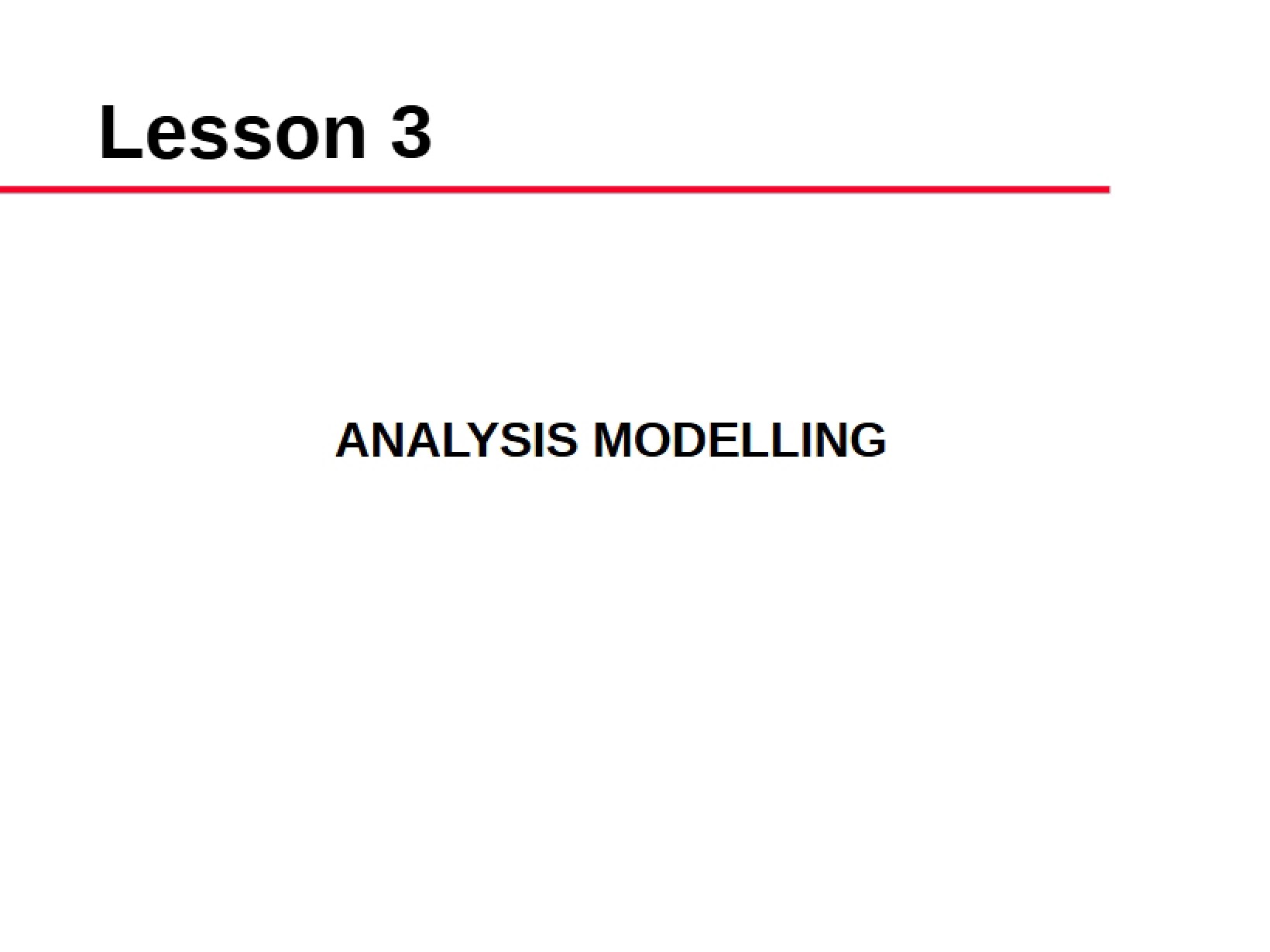 Modelling for Analysis
