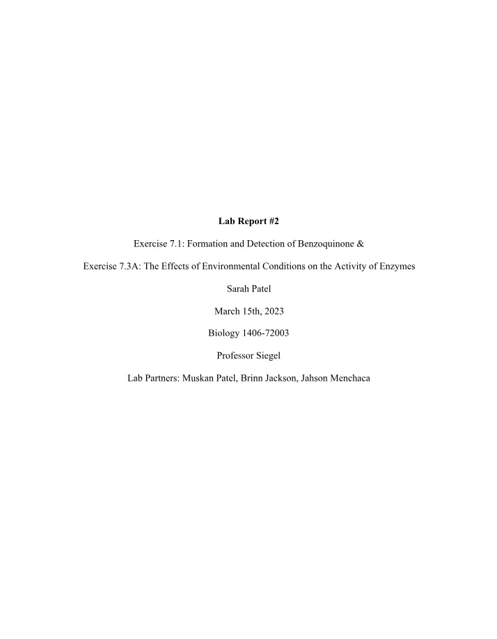 Biology Lab Report 2