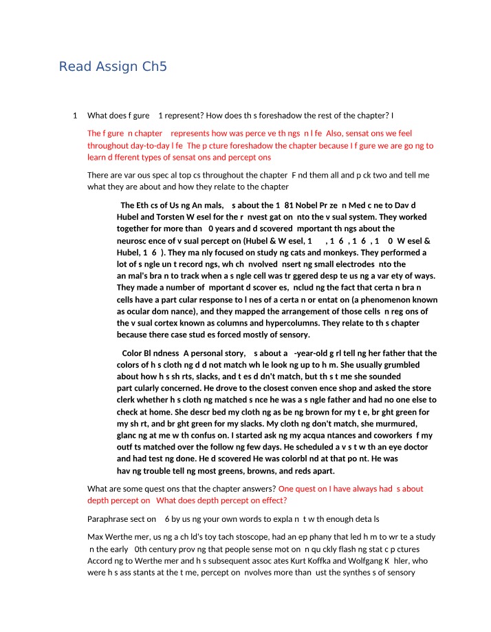Chapter 5 Notes - Sensations and Perceptions