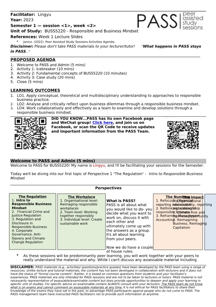 Week 2 Session 1 - Responsible Business Mindsets