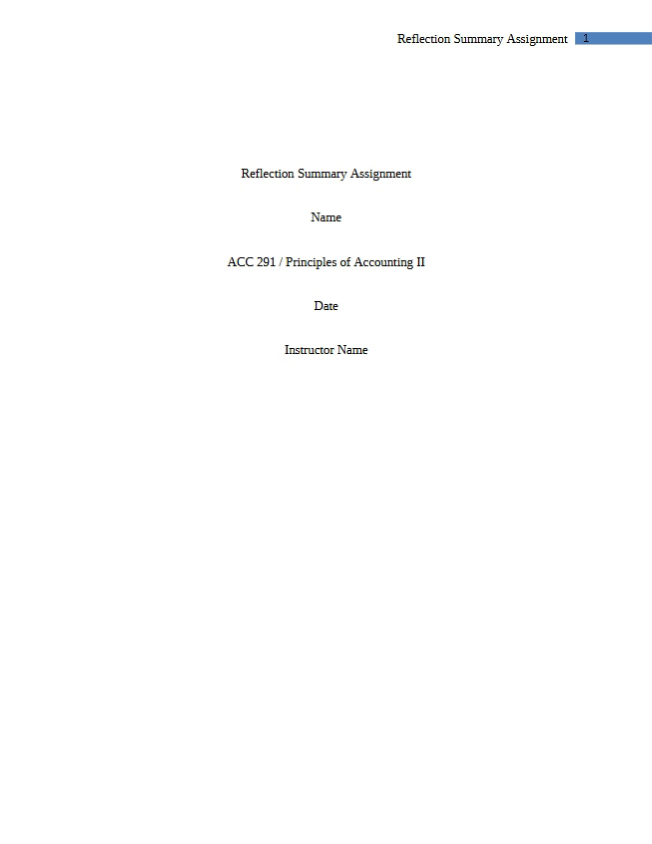 Reflection Summary Assignment (IV)