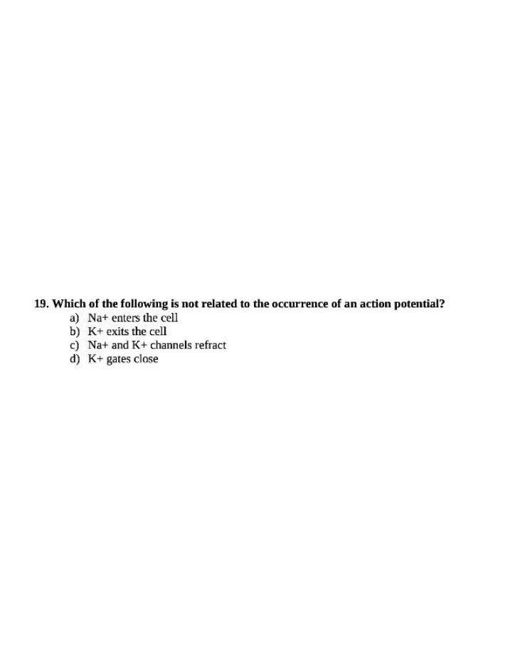 Quiz - Action Potential Mechanism