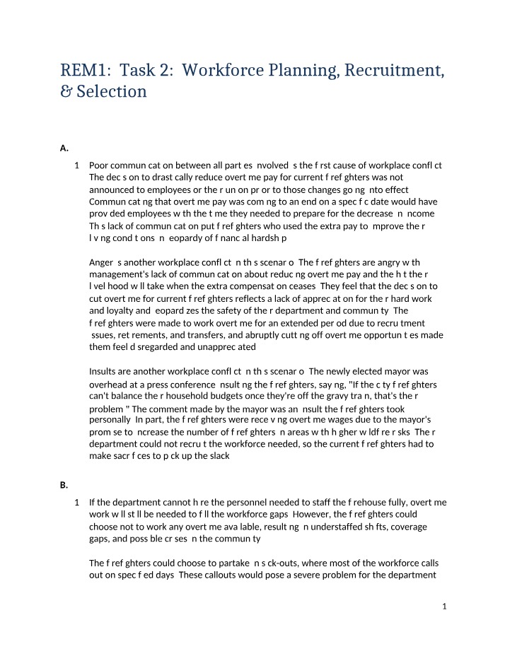 REM1 Task 2 - Workforce Planning, Recruitment, and Selection