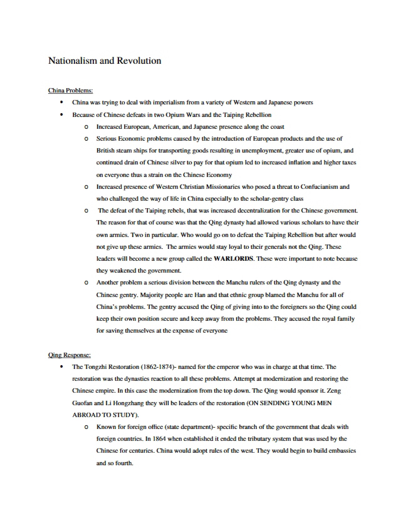 History of Nationalism and Revolution in China