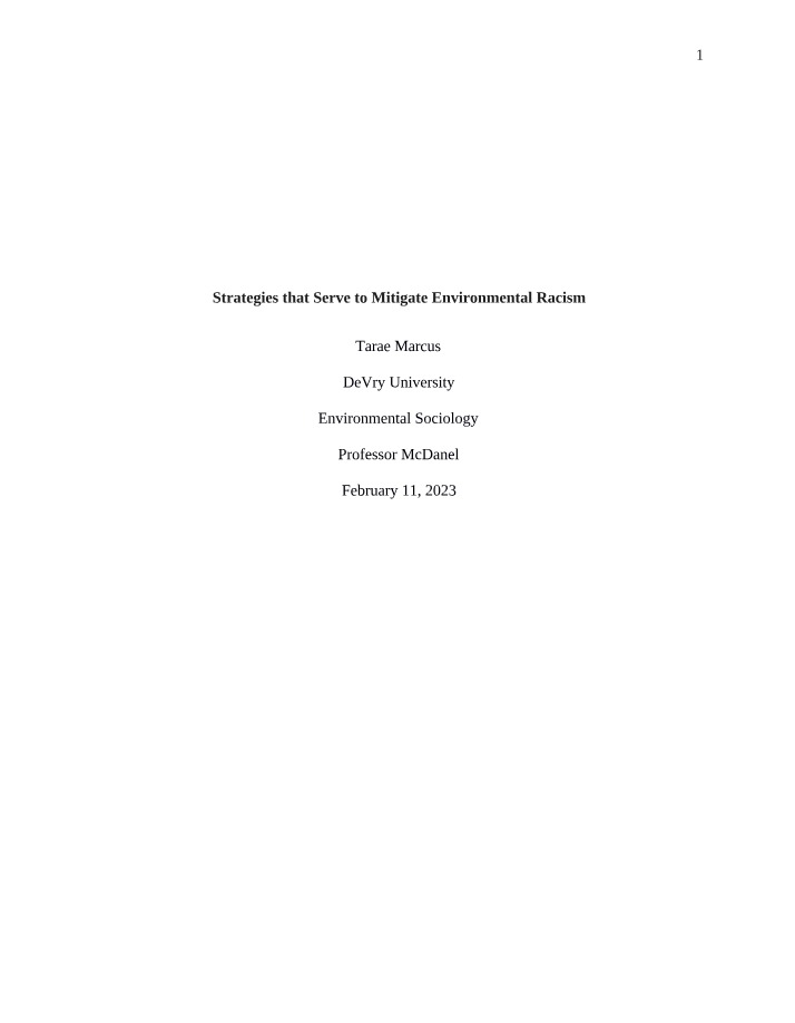 Environmental Racism Mitigation Strategies