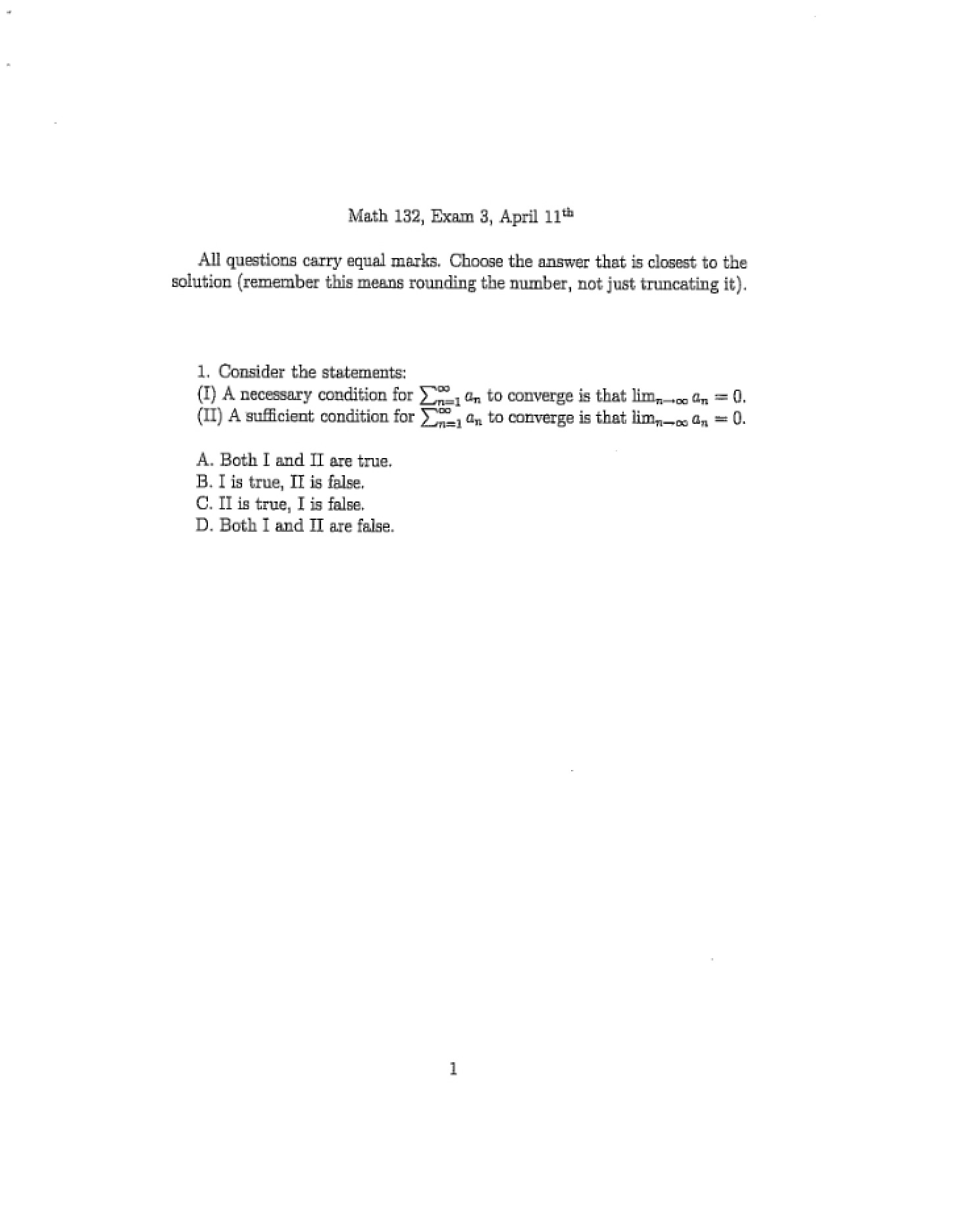 Exam 3 Questions (Spring 2007)