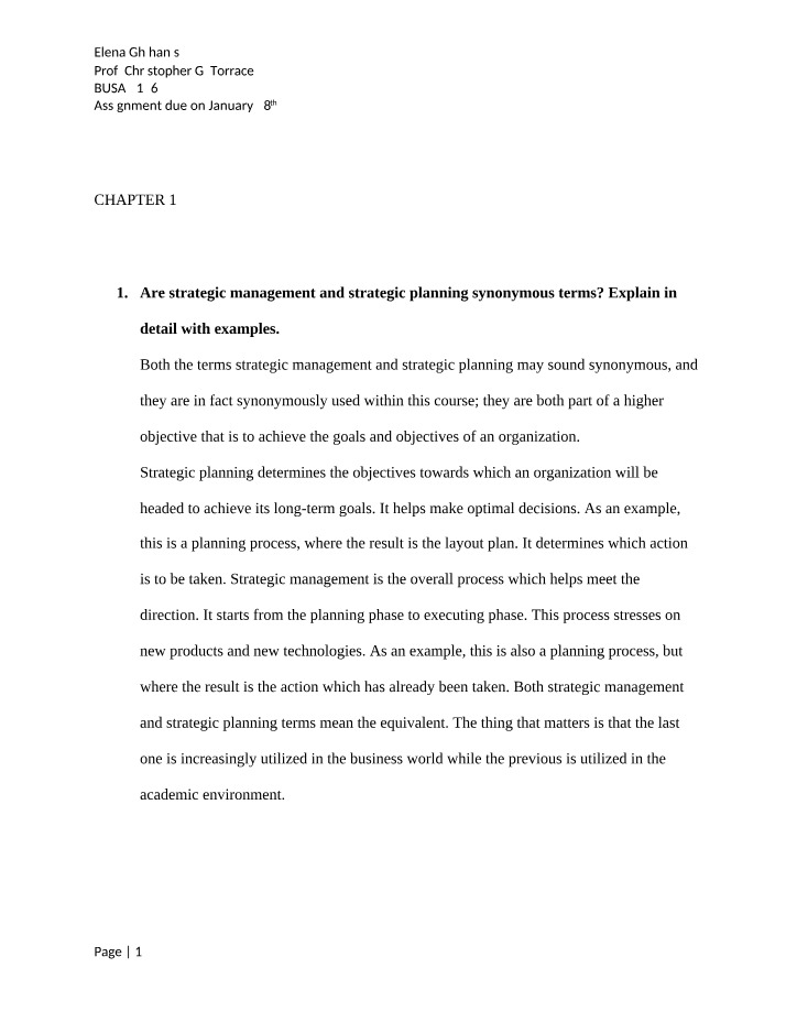 Strategic Management Definitions and Analysis of Savannah State University